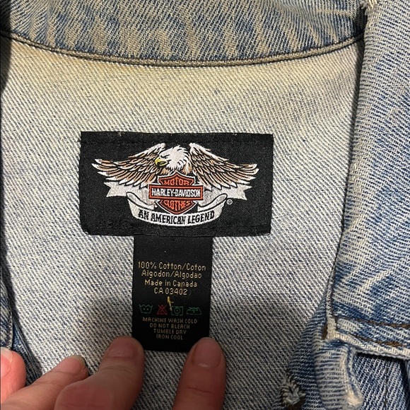 Harley-Davidson Blue Denim Vest with Bold Patches Vintage - Picture 7 of 13